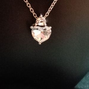 White Gold Plated Heart Necklace (Clear)